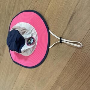Columbia Youth Sun Hat Pink Navy S/M Bucket Hat w/ Chin Strap